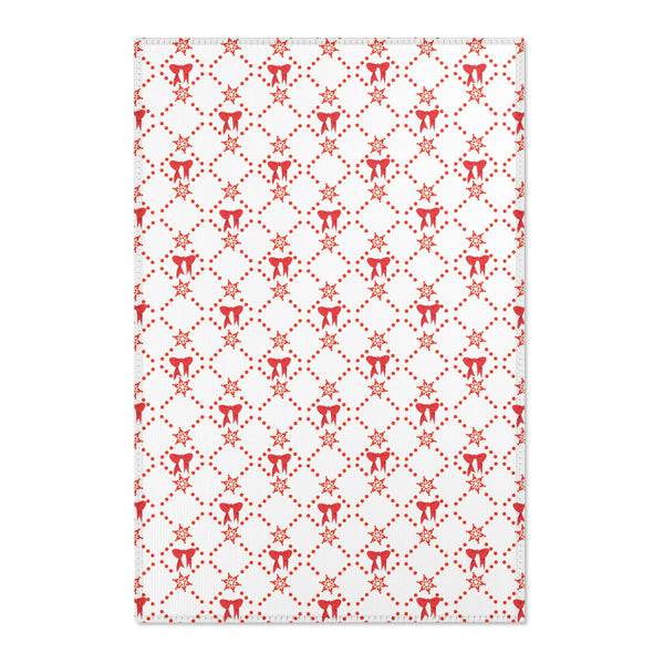 Christmas Red Bow Area Rugs Holiday Decor 3 Sizes Durable 