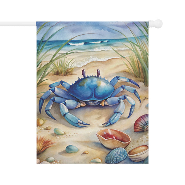 Blue Crab Beach Garden Flag & Porch Banner Coastal Nautical Yard Decor