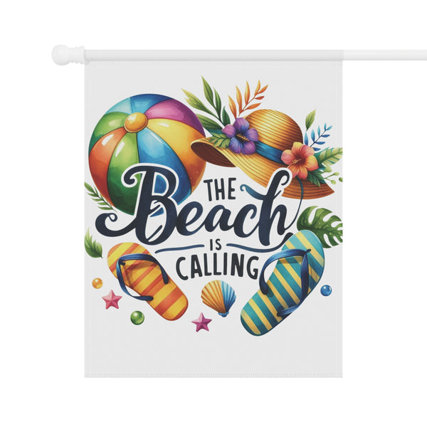 The Beach Is Calling Garden Flag Summer FlipFlop Porch Banner Coastal Yard Decor