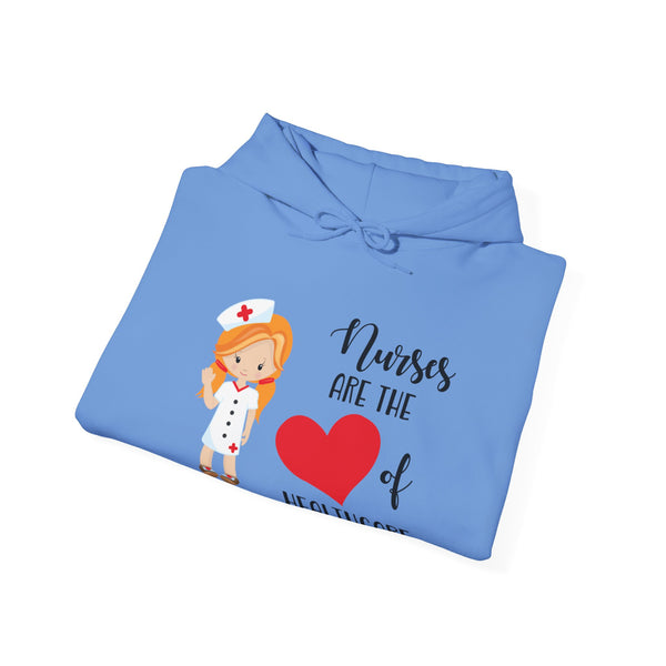 Redhead Nurse Hoodie Sweatshirt Heart of Healthcare, Nurse Hooded Sweatshirt