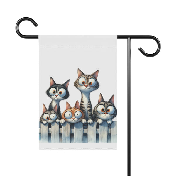 Cute Kittens on Fence Garden Flag & Porch Banner Cat Yard Decor Art