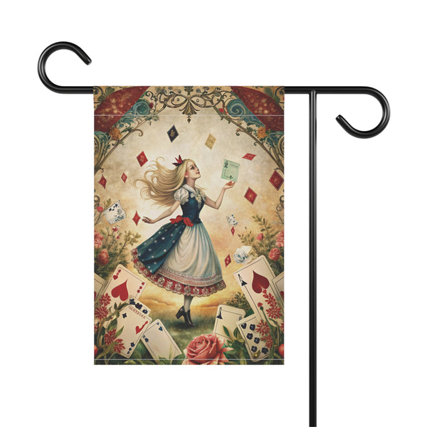 Alice in Wonderland Style Garden Flag & Porch Banner Fairy Tale Yard Art