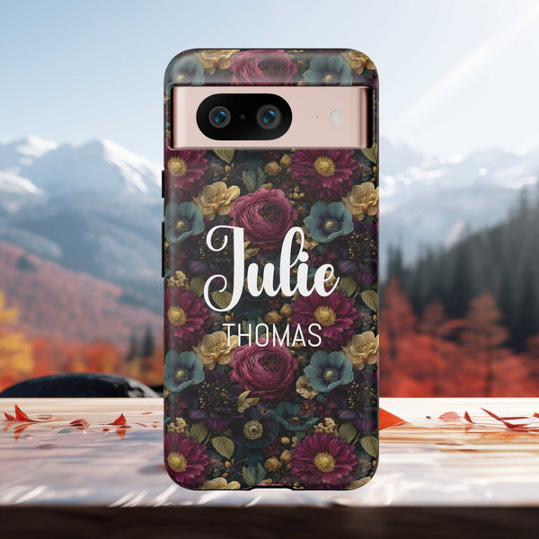 Personalized Flower Phone Case Custom Name Cover iPhone Samsung Google Gift
