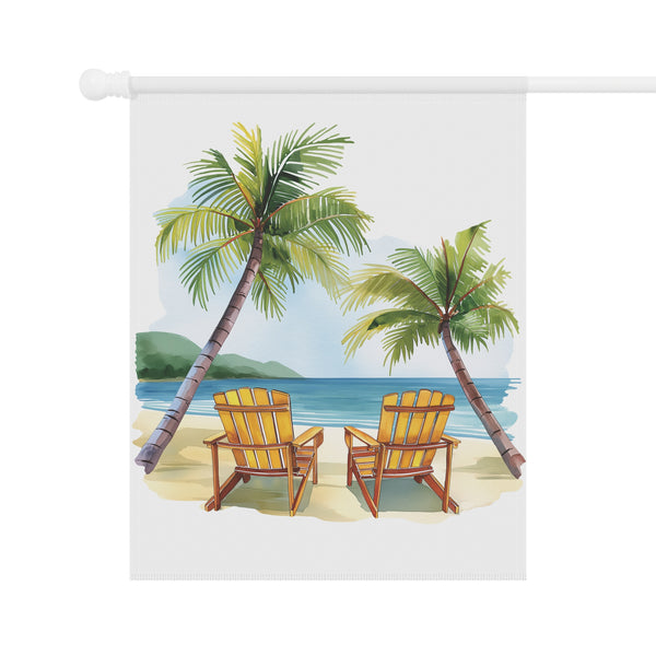 Tropical Beach Chairs Garden Flag & Porch Banner Coastal Decor Yard Art