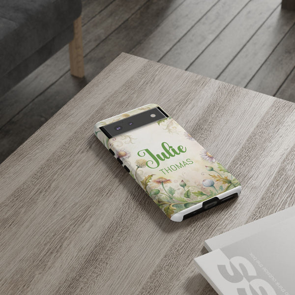 Personalized Floral Phone Case Custom Name Cover iPhone Samsung Pixel Gift