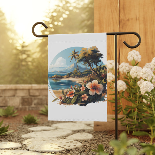 Tropical Island Beach Scene Garden Flag & Porch Banner Coastal Decor Yard Art