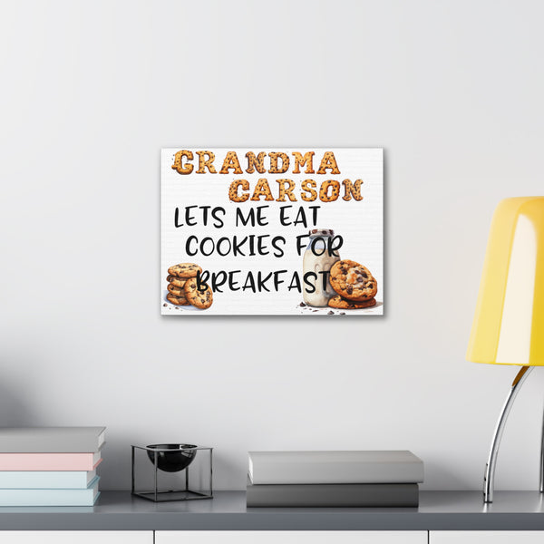 Gifts for Grandma Personalized Cookie for Breakfast Sign Canvas Home Decor