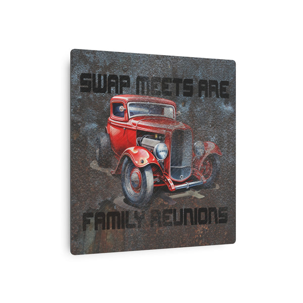 Gifts for Gearheads Hot Rod Swap Meet Metal Art Sign - Indoor Use Aluminum 4 Sizes Square