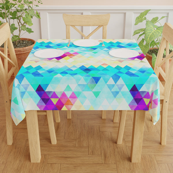 Bright Colorful Geometric Pattern Blue Yellow Purple Tablecloth Décor
