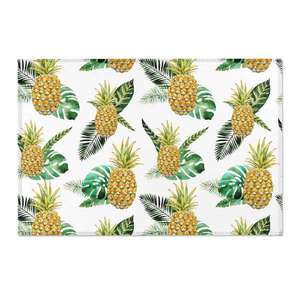 Welcome Pineapple Tropical Beach Area Rugs 3 Sizes Durable Home Décor 