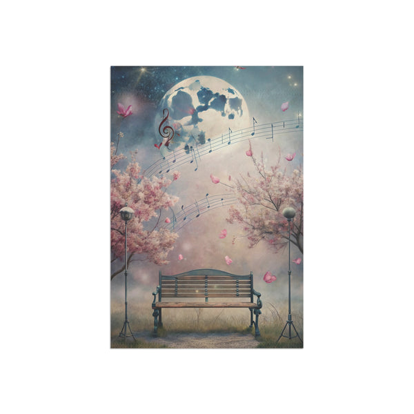 Moonlight Music Garden Flag Porch Banner Cherry Blossom Dreamscape Art