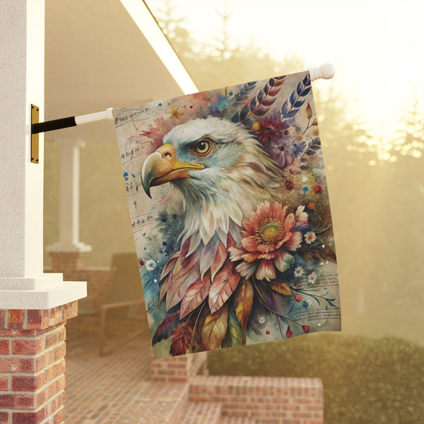 Bald Eagle Floral Garden Flag & Porch Banner Patriotic Yard Decor Art