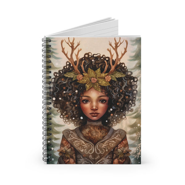 Forest Deer Goddess Spiral Notebook – Fantasy Nature Ruled Journal