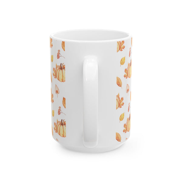 Pumpkin Coffee Mug Fall Leaves Autumn Ceramic Cup, Dishwasher & Microwave Safe