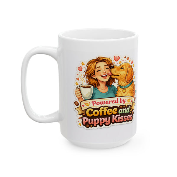 Powered by Coffee & Puppy Kisses Mug  Dog Lover Gift  Cute Pet Owner Cup