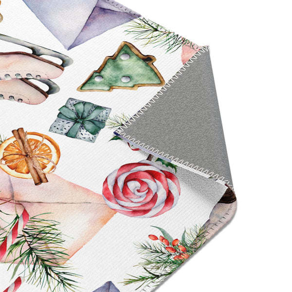 Christmas Décor Skates Candy Cane Area Rugs 3 Sizes Durable