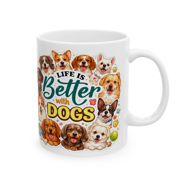 Life Is Better with Dogs Mug Cute Multi‑Breed Dog Lover Gift Pet Mom Coffee Cup