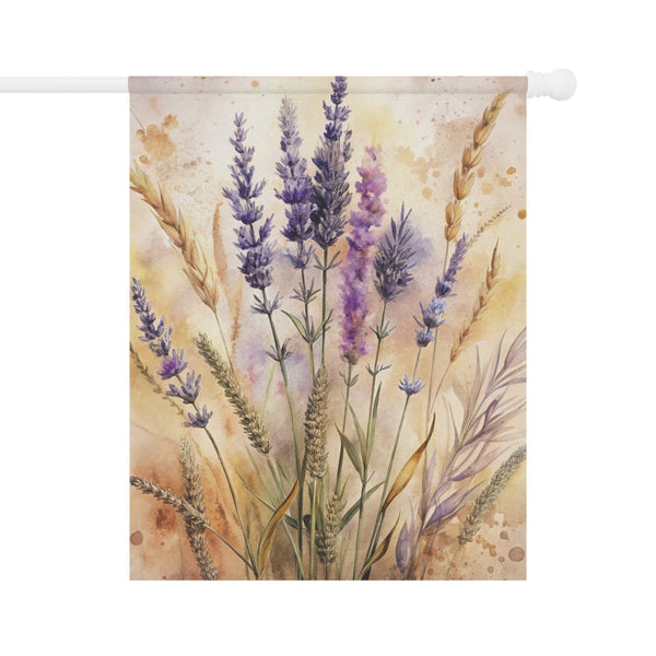 Lavender Wheat Garden Flag & Porch Banner Farmhouse Floral Yard Decor Art