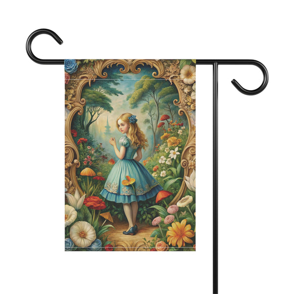 Alice in Wonderland Style Garden Flag & Porch Banner Fairy Tale Yard Art