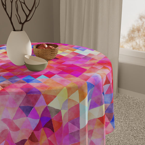 Bright Colorful Geometric Pattern Red Pink Tablecloth Décor