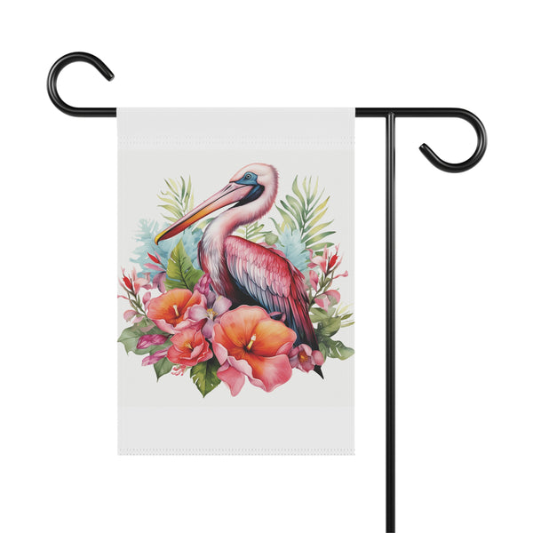Tropical Pelican Hibiscus Garden Flag & Porch Banner Coastal Decor Yard Art