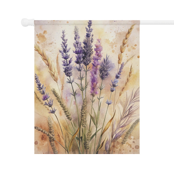 Lavender Wheat Garden Flag & Porch Banner Farmhouse Floral Yard Decor Art