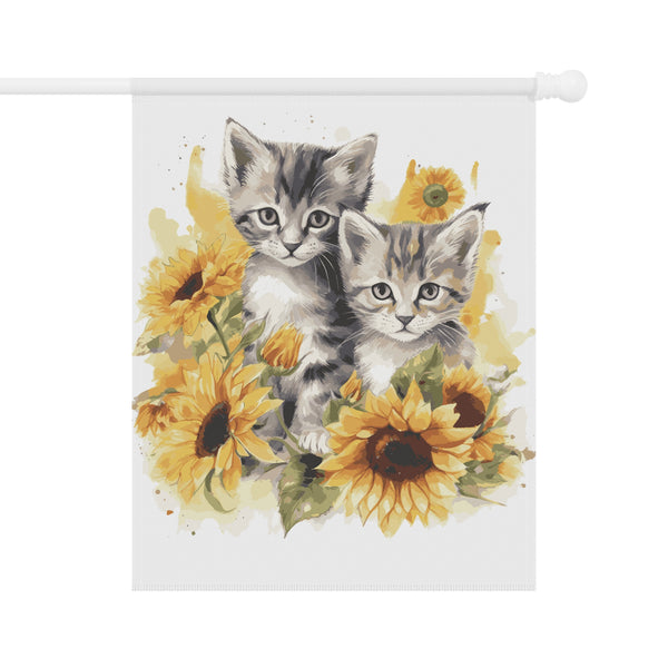Sunflower Kittens Garden Flag & Porch Banner Cat Floral Decor Yard Art