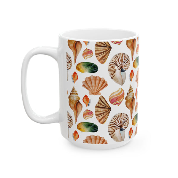 Seashell Coffee Mug Beach Ocean Ceramic Cup 11oz/15oz Dishwasher Microwave Safe