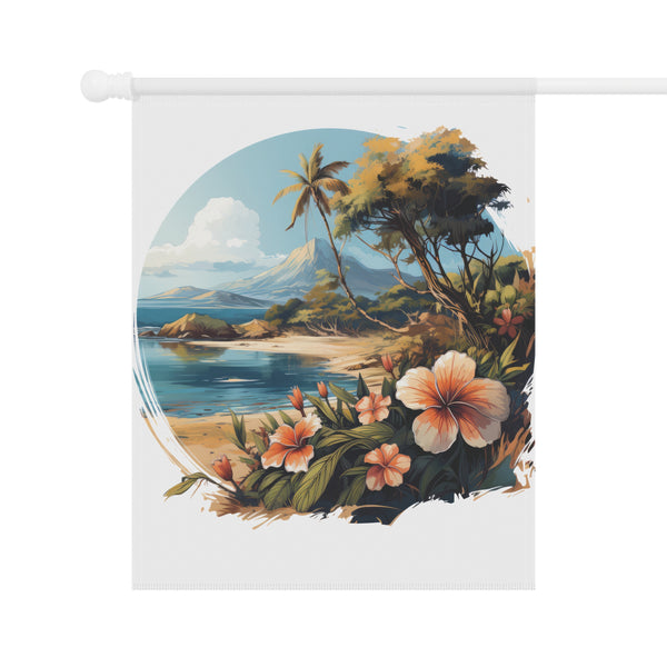 Tropical Island Beach Scene Garden Flag & Porch Banner Coastal Decor Yard Art