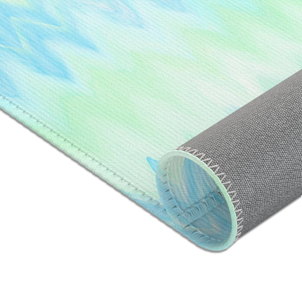 Blue Green Zigzag Geometric Area Rugs Durable 3 Sizes Home Decor Artsy