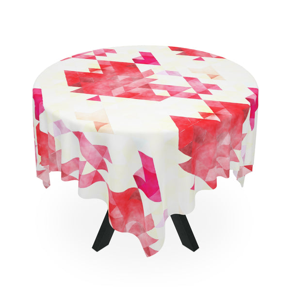 Bright Colorful Geometric Pattern Red White Tablecloth Décor