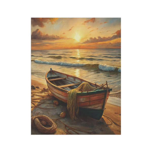 Sunset Beach Boat Garden Flag & Porch Banner Coastal Yard Art Decor Sign
