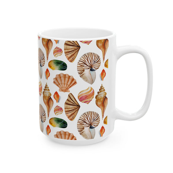 Seashell Coffee Mug Beach Ocean Ceramic Cup 11oz/15oz Dishwasher Microwave Safe