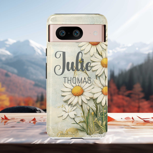 Personalized Floral Phone Case Custom Name Cover iPhone Samsung Pixel Gift