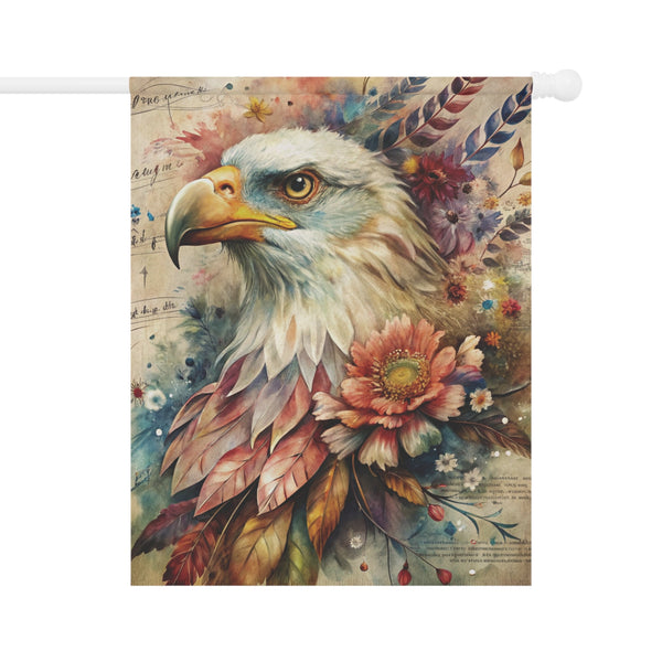 Bald Eagle Floral Garden Flag & Porch Banner Patriotic Yard Decor Art