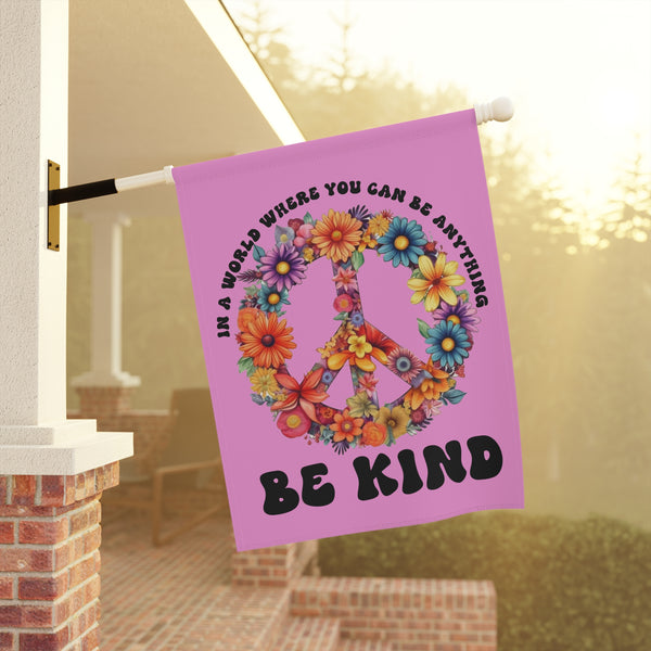 Peaceful Floral Garden Banner Be Kind Yard Flag Art, Double-Sided Kindness Sign