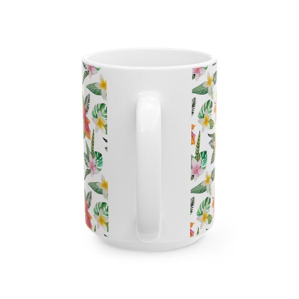 Hibiscus Flower Coffee Mug – Tropical Bloom Ceramic Cup, 2 Sizes Dishwasher Safe