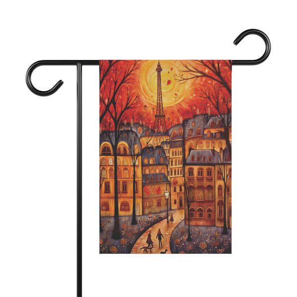 Paris France Eiffel Tower Autumn Skyline Garden Flag & Porch Banner Yard Art
