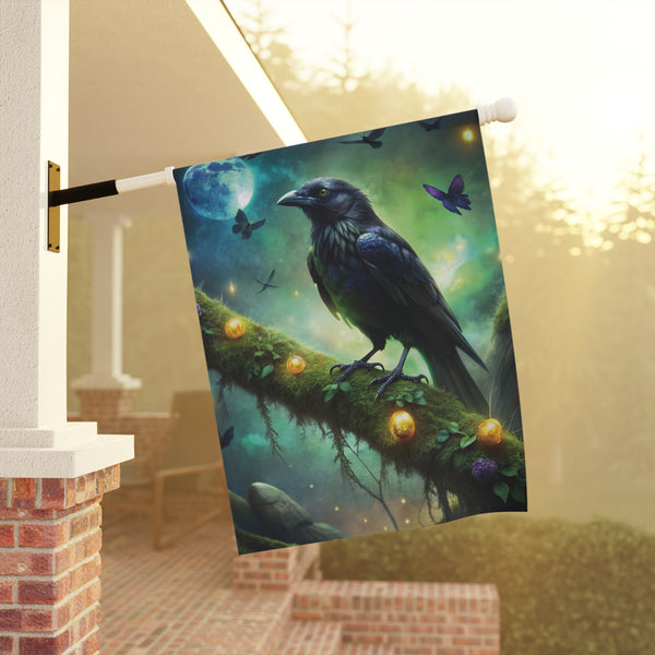 Mystic Raven Moon Garden Flag & Porch Banner Gothic Fantasy Yard Decor
