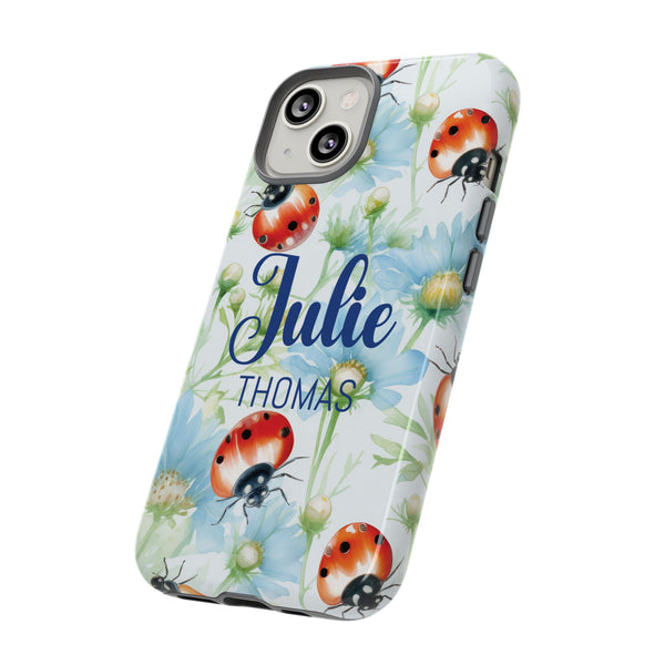 Personalized Ladybug Phone Case Custom Name Cover iPhone Samsung Pixel Gift