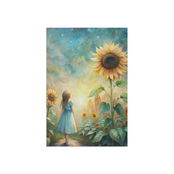 Sunflower Girl Dreamscape Garden Flag & Porch Banner Whimsical Decor