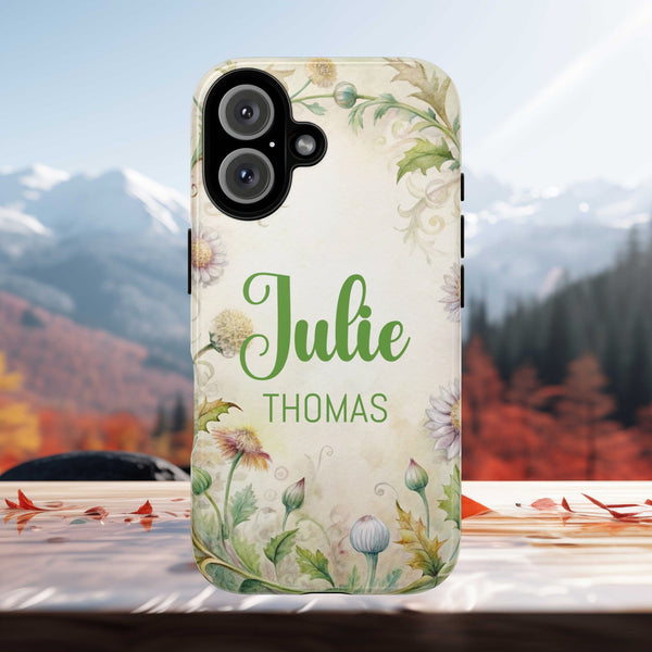 Personalized Floral Phone Case Custom Name Cover iPhone Samsung Pixel Gift
