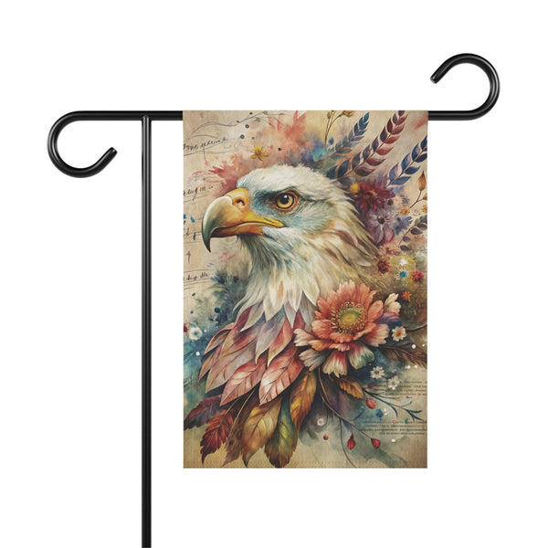 Bald Eagle Floral Garden Flag & Porch Banner Patriotic Yard Decor Art