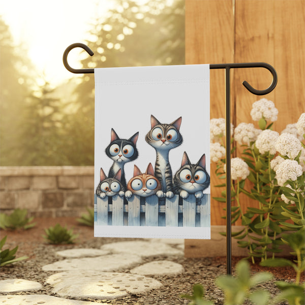 Cute Kittens on Fence Garden Flag & Porch Banner Cat Yard Decor Art
