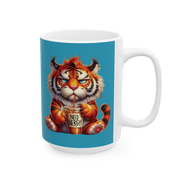 Grumpy Tiger Coffee Mug – Funny Wild Animal Cup | Need Energy Morning Gift