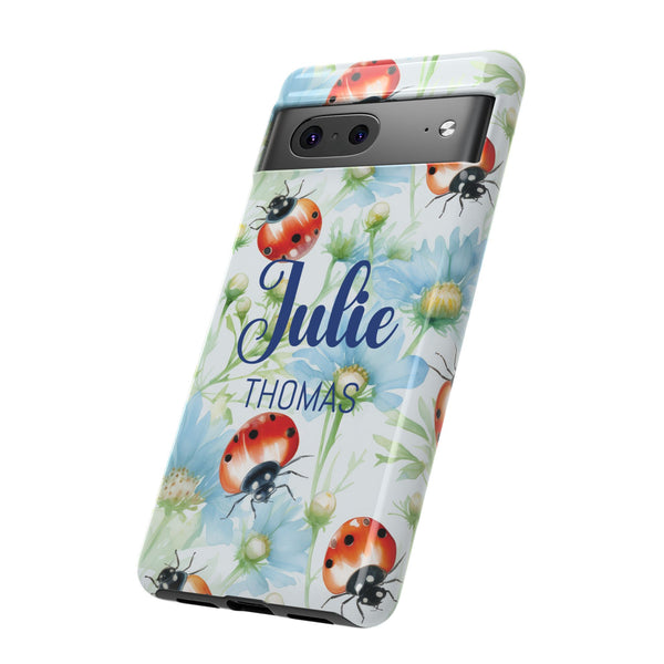 Personalized Ladybug Phone Case Custom Name Cover iPhone Samsung Pixel Gift