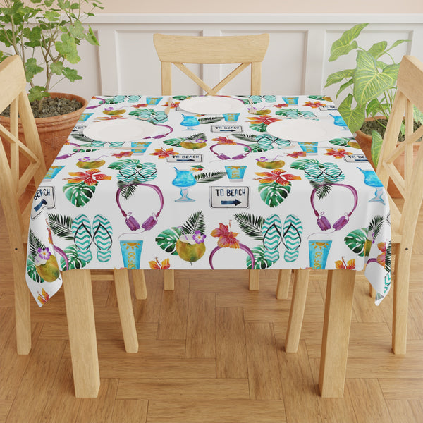 Flip Flop Beach Cocktails Tropical Pattern Tablecloth Décor