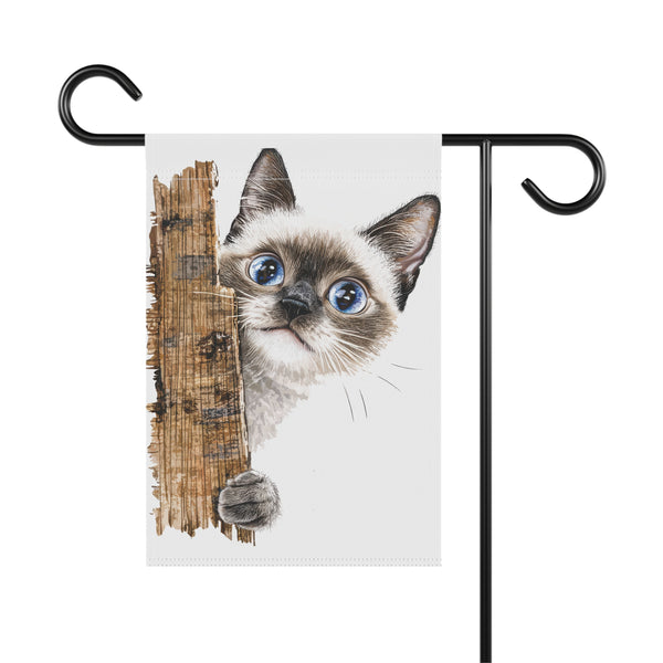 Blue Eyed Siamese Kitten Garden Flag Cute Cat Porch Banner Yard Decor
