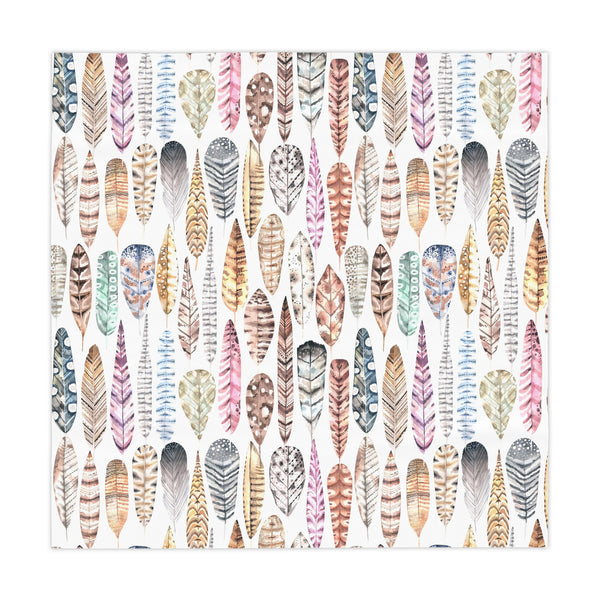 Bohemian Watercolor Feather Pattern Tablecloth Décor