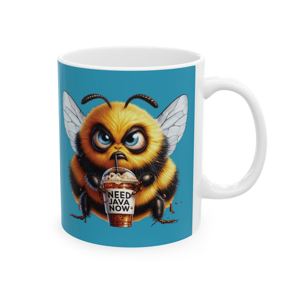 Grumpy Bee Coffee Mug – Funny Cute Insect Cup | Need Java Now Morning Gift
